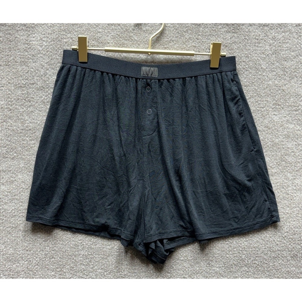 Lunya Micro Ribbed Sleep Shorts Pajama Bottoms Women's Medium Black 2" EUC HR HW